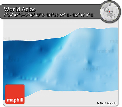 Physical 3D Map of the Area around 6° 7' 16" S, 131° 49' 29" E