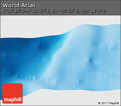 Physical 3D Map of the Area around 6° 7' 16" S, 131° 49' 29" E