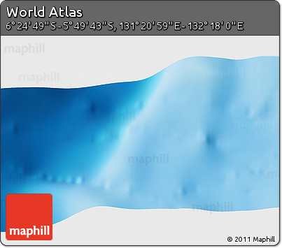 Physical 3D Map of the Area around 6° 7' 16" S, 131° 49' 29" E