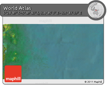 Satellite 3D Map of the Area around 6° 7' 16" S, 135° 13' 29" E