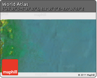 Satellite 3D Map of the Area around 6° 7' 16" S, 135° 13' 29" E