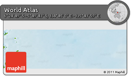 Physical Panoramic Map of the Area around 6° 7' 16" S, 135° 13' 29" E