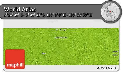 Physical Panoramic Map of the Area around 6° 7' 16" S, 139° 28' 29" E