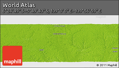 Physical Panoramic Map of the Area around 6° 7' 16" S, 139° 28' 29" E