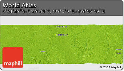 Physical Panoramic Map of the Area around 6° 7' 16" S, 139° 28' 29" E