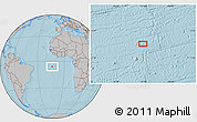 Gray Location Map of the area around 6° 7' 16" S, 13° 31' 30" W, hill shading
