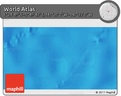 Physical 3D Map of the Area around 6° 7' 16" S, 141° 1' 30" W