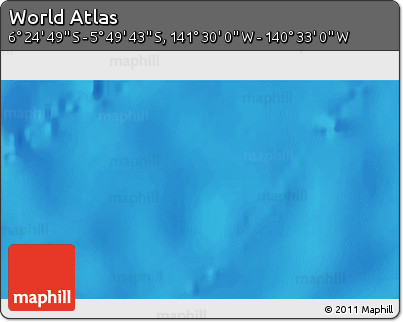 Physical 3D Map of the Area around 6° 7' 16" S, 141° 1' 30" W