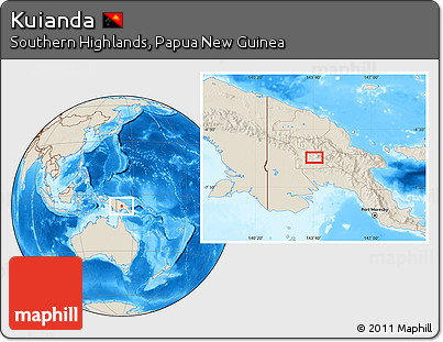 Shaded Relief Location Map of Kuianda