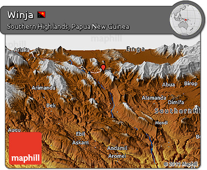 Physical Panoramic Map of Winja