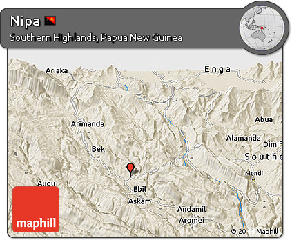 Shaded Relief Panoramic Map of Nipa