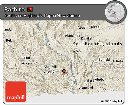 Shaded Relief Panoramic Map of Parbita