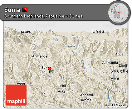 Shaded Relief Panoramic Map of Suma