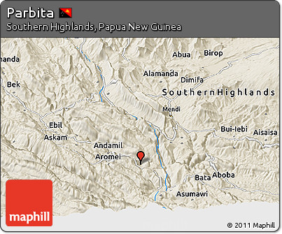 Shaded Relief Panoramic Map of Parbita