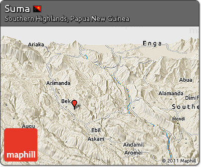 Shaded Relief Panoramic Map of Suma