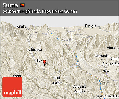 Shaded Relief Panoramic Map of Suma