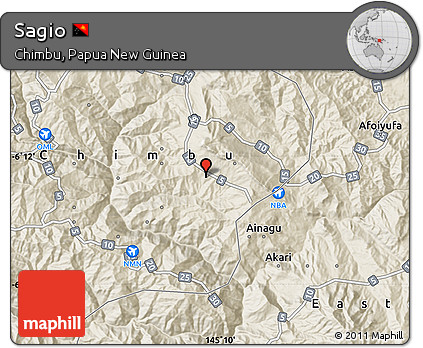 Shaded Relief Map of Sagio