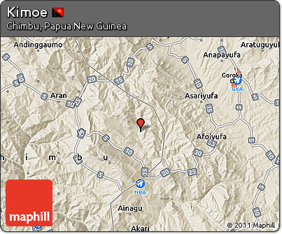 Shaded Relief Map of Kimoe