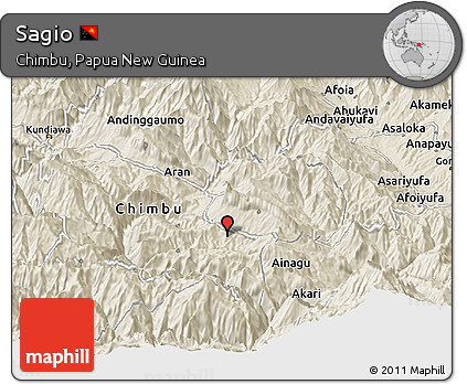 Shaded Relief Panoramic Map of Sagio