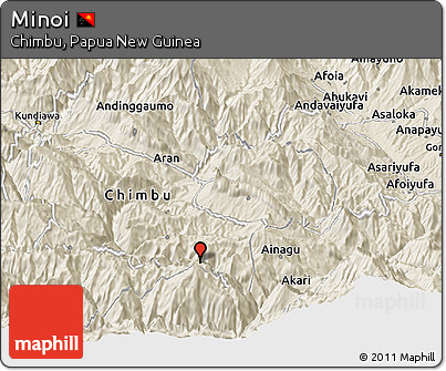 Shaded Relief Panoramic Map of Minoi