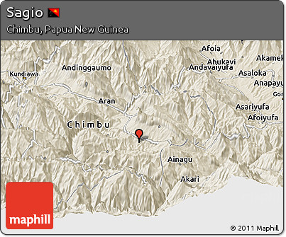 Shaded Relief Panoramic Map of Sagio
