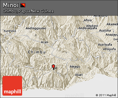 Shaded Relief Panoramic Map of Minoi