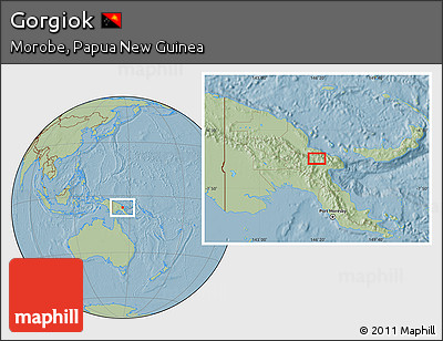 Savanna Style Location Map of Gorgiok, hill shading