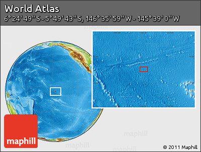 Physical Location Map of the Area around 6° 7' 16" S, 146° 7' 30" W