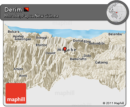Shaded Relief Panoramic Map of Derim