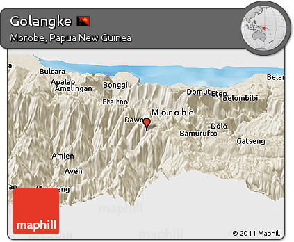 Shaded Relief Panoramic Map of Golangke
