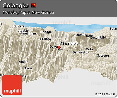Shaded Relief Panoramic Map of Golangke