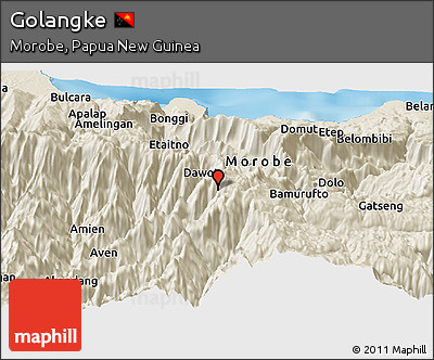 Shaded Relief Panoramic Map of Golangke
