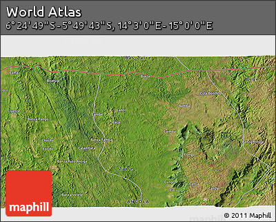 Satellite 3D Map of the Area around 6° 7' 16" S, 14° 31' 30" E