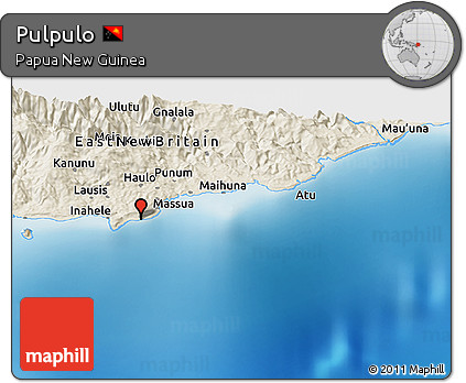 Shaded Relief Panoramic Map of Pulpulo