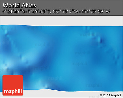 Physical 3D Map of the Area around 6° 7' 16" S, 152° 4' 29" W