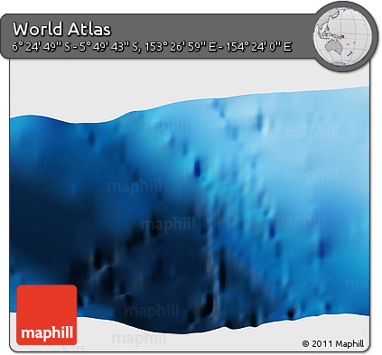 Physical 3D Map of the Area around 6° 7' 16" S, 153° 55' 30" E