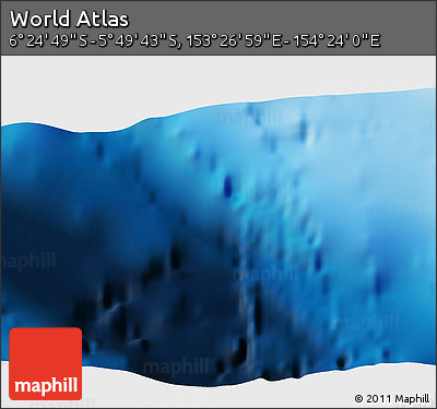 Physical 3D Map of the Area around 6° 7' 16" S, 153° 55' 30" E