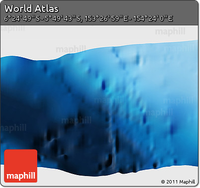 Physical 3D Map of the Area around 6° 7' 16" S, 153° 55' 30" E