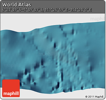 Satellite 3D Map of the Area around 6° 7' 16" S, 153° 55' 30" E