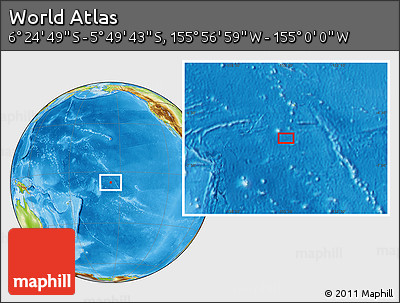 Physical Location Map of the Area around 6° 7' 16" S, 155° 28' 29" W