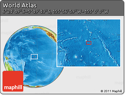 Physical Location Map of the Area around 6° 7' 16" S, 155° 28' 29" W