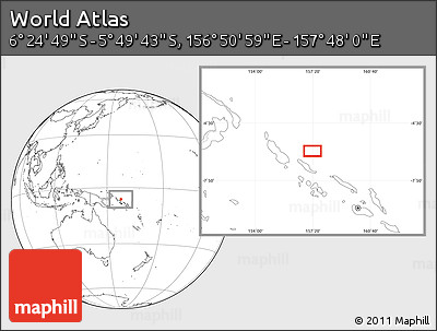 Blank Location Map of the Area around 6° 7' 16" S, 157° 19' 29" E