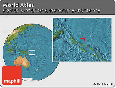 Satellite Location Map of the Area around 6° 7' 16" S, 157° 19' 29" E