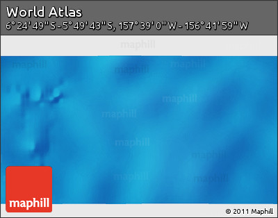 Physical 3D Map of the Area around 6° 7' 16" S, 157° 10' 30" W