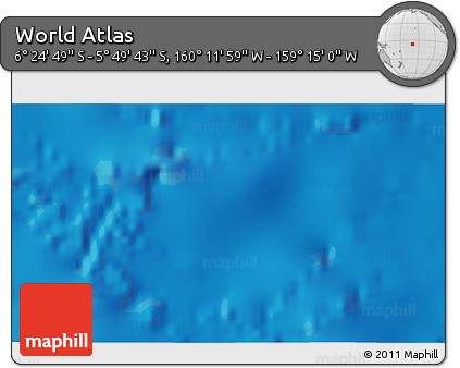 Physical 3D Map of the Area around 6° 7' 16" S, 159° 43' 29" W