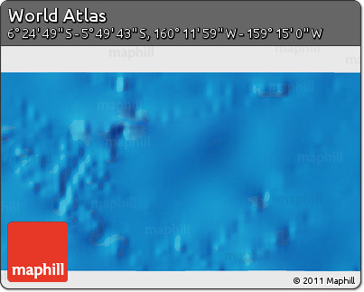 Physical 3D Map of the Area around 6° 7' 16" S, 159° 43' 29" W