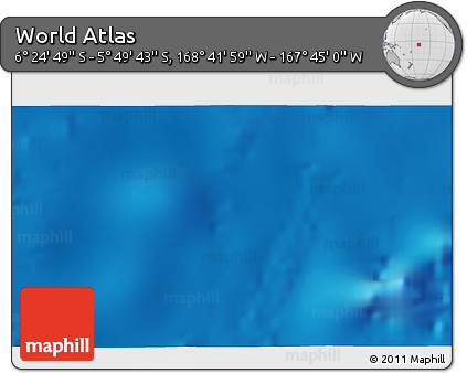 Shaded Relief 3D Map of the Area around 6° 7' 16" S, 168° 13' 29" W