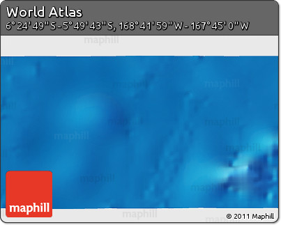 Shaded Relief 3D Map of the Area around 6° 7' 16" S, 168° 13' 29" W