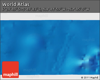 Shaded Relief 3D Map of the Area around 6° 7' 16" S, 168° 13' 29" W