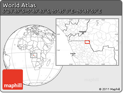 Blank Location Map of the Area around 6° 7' 16" S, 16° 13' 30" E